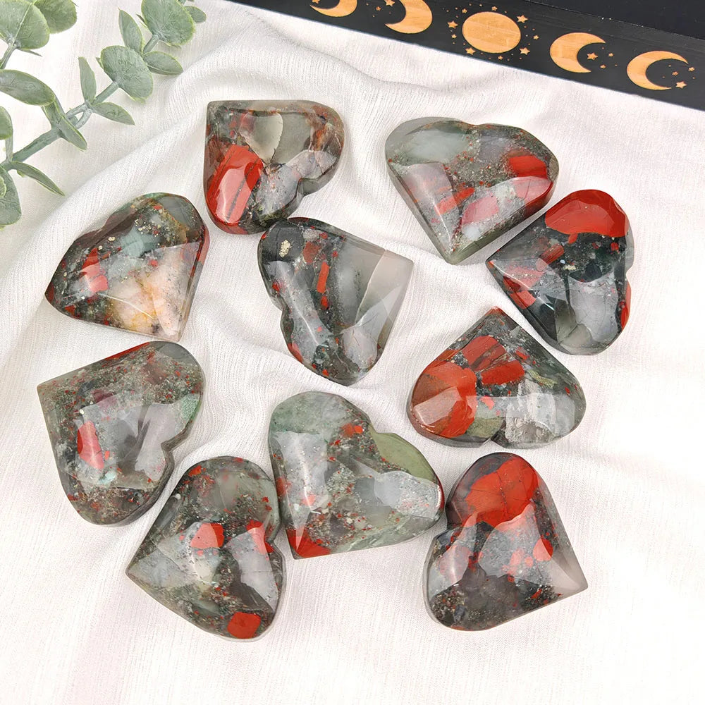 Bloodstone Heart - Healing Stone for Home Decoration