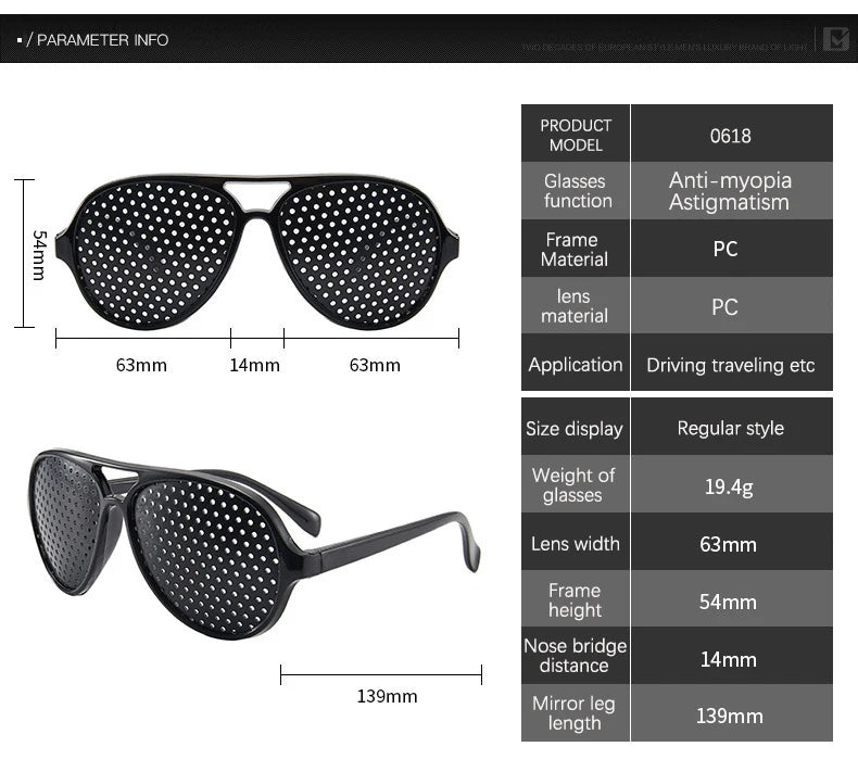 Eyesight Improvement Eyewear Vision Care Wearable Corrective Glasses Improver Stenopeic Pinhole Glasses Anti-fatigue Protection