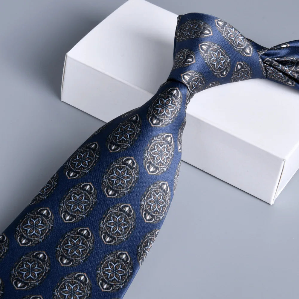 Cà vạt lụa cổ điển hoa 8cm - Quý ông lịch lãm