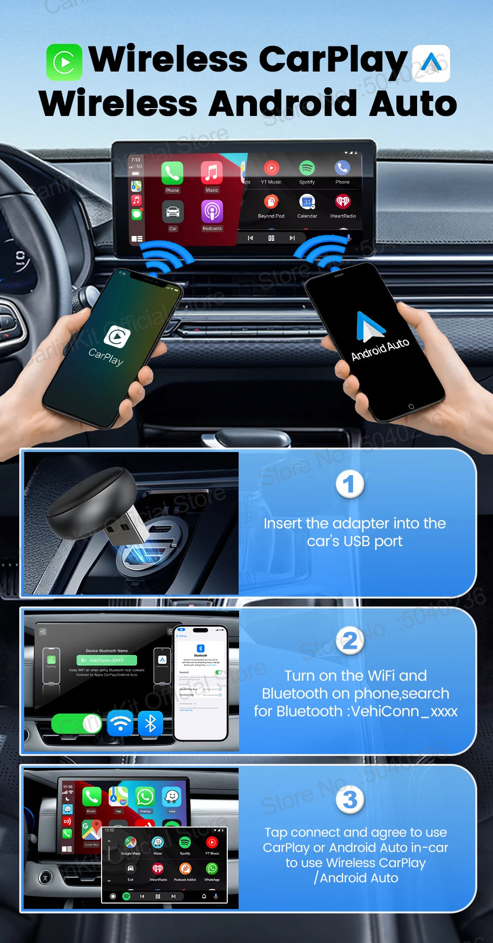 New CarlinKit 5.0 Mini Ultra3 Wireless Android Auto CarPlay 2-In-1 Wireless Adapter WIFI BLE Auto Connect Smart Mini Box For Car - Daisan Mart