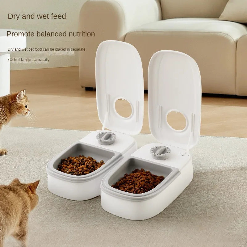 Pet Bowl Smart Timed Cat Feeder Quantitative Wet and Dry Food Single Meal Separation Home Use Automatic Feeding for Dogs & Cats - Daisan Mart