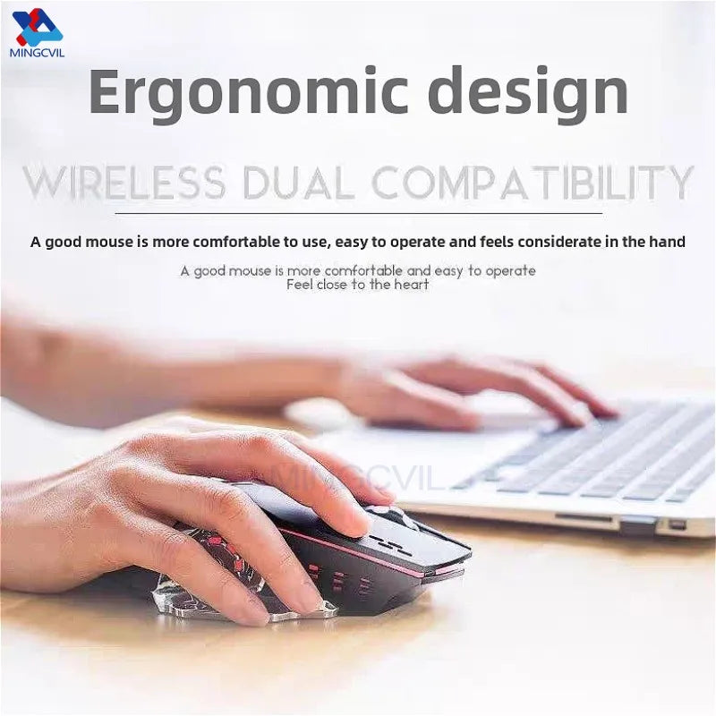 MINGCVIL Wireless Rechargeable Gaming Mouse with Color Changing LED Light