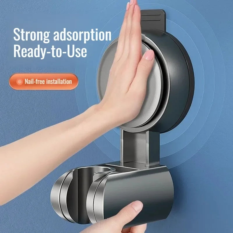 Bath Shower Holder Support Mural Douche Suction Cup Adjustable Handheld Wall Mounted Large Shower Head Supports Relocatable - Daisan Mart