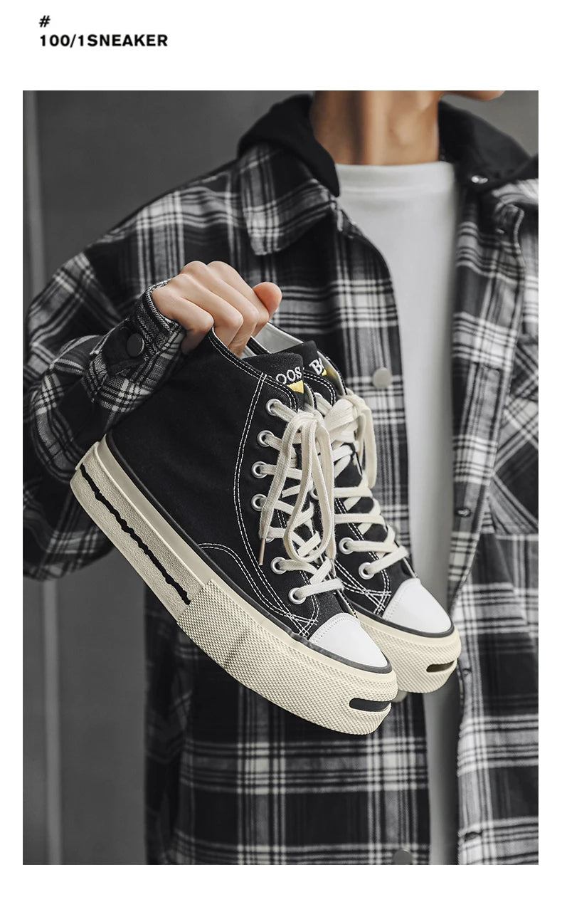 Giày Sneaker Nam Cổ Cao Phong Cách Đường Phố Xanh