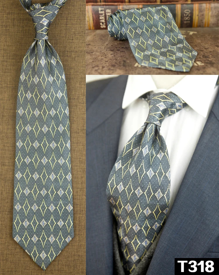 復古領帶，10厘米，100%真絲，抽象圖案