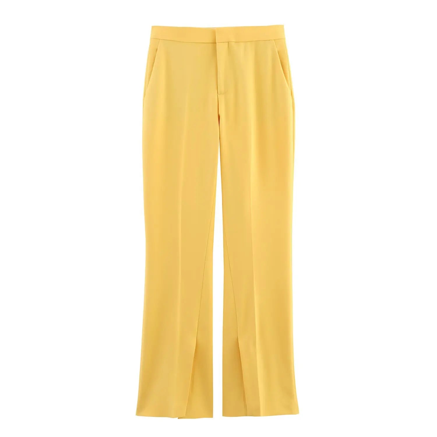 Office Lady Suits Two Piece Pant Set Turn-Down Collar Long Sleeve Double-Breasted Blazers+Mid Waist Zipper Flared Pants - Daisan Mart