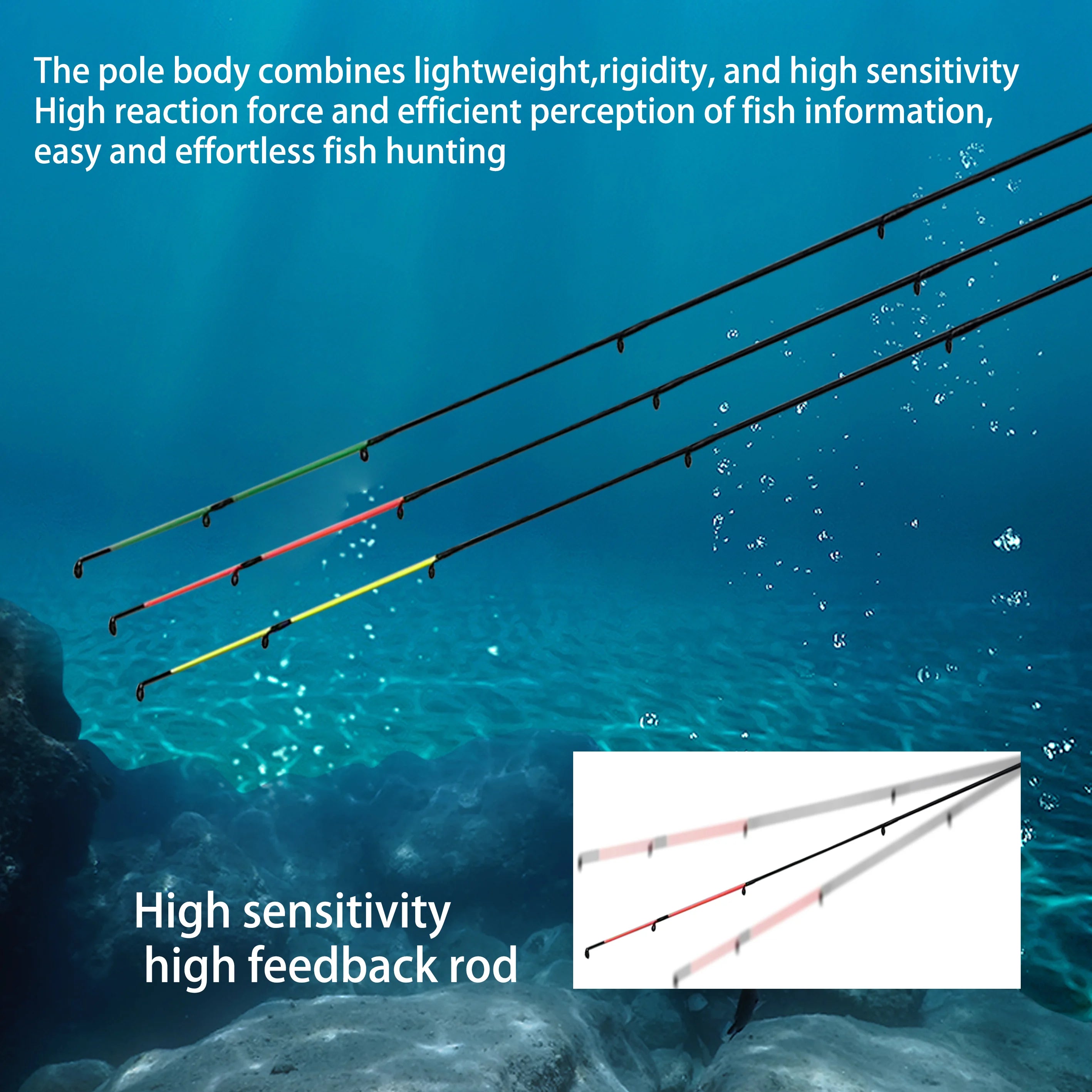 Cần Câu Feeder 3m 6 Khúc, Sơn Đen, 3 Ngọn Đổi Tông