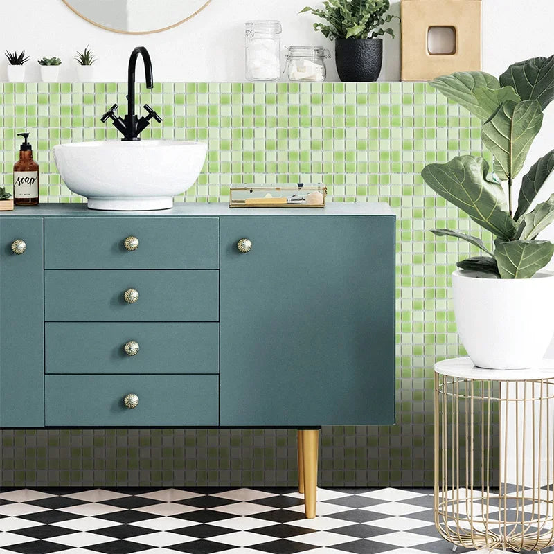 10pcs/set 3D Mosaic Tiles Sticker Self Adhesive Waterproof Wall-Tiles for Kitchen Bedroom Bathroom Walls Backsplashes Decoration