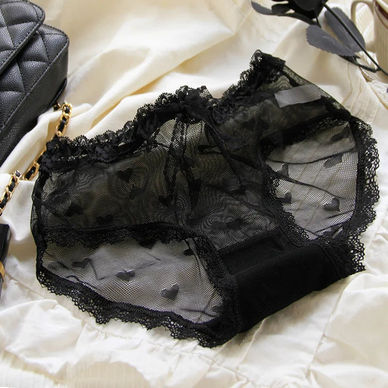 Women's Cotton Panties - White Lace, Seamless, 5 Pieces