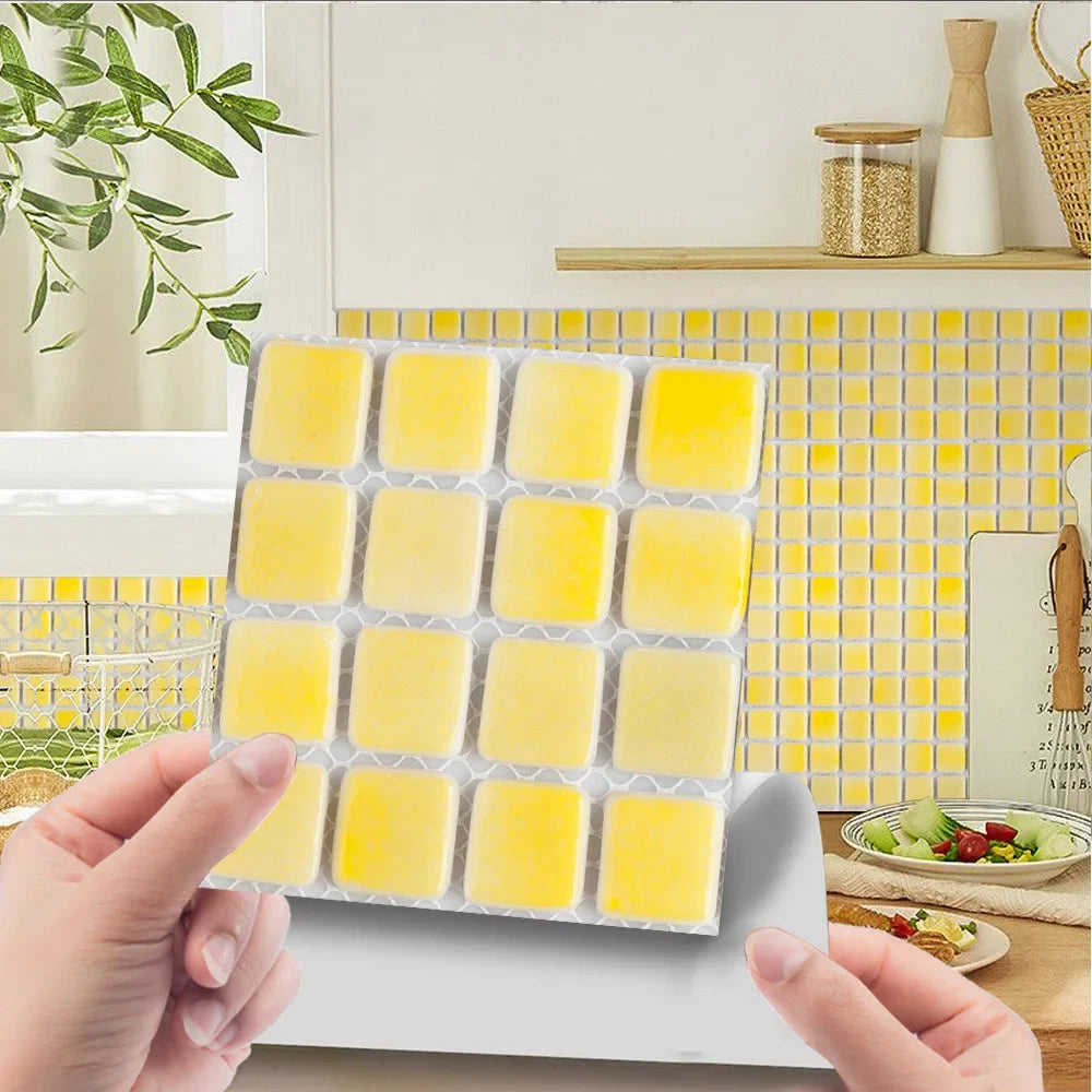 10pcs/set 3D Mosaic Tiles Sticker Self Adhesive Waterproof Wall-Tiles for Kitchen Bedroom Bathroom Walls Backsplashes Decoration