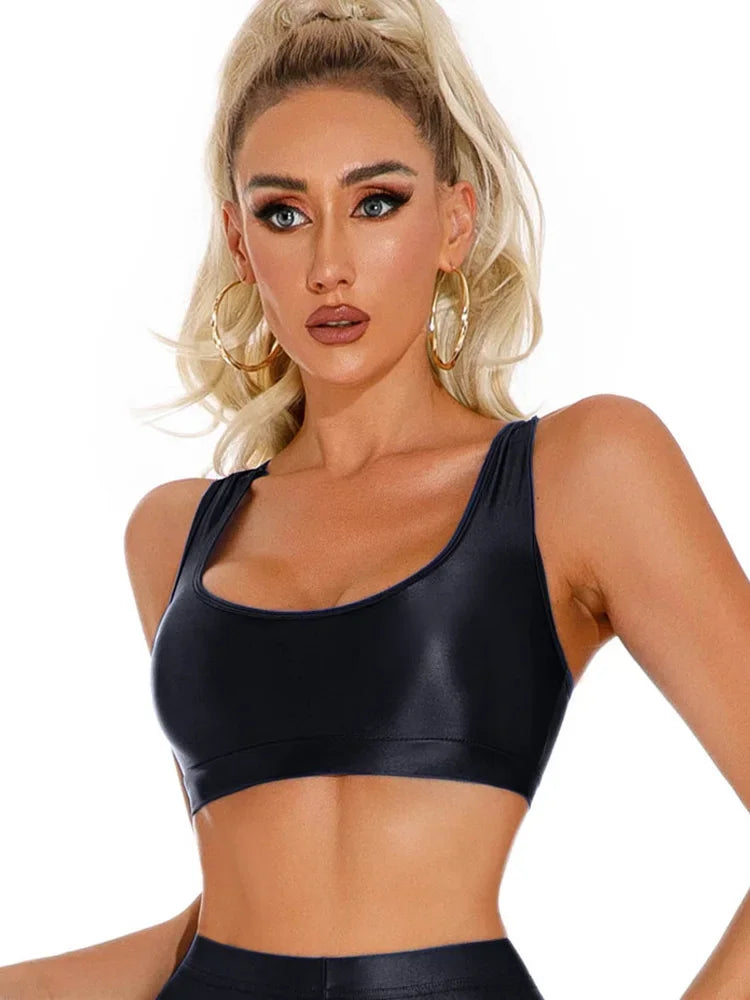 Women's Sexy Crop Top Bodycon Sports U-Neck