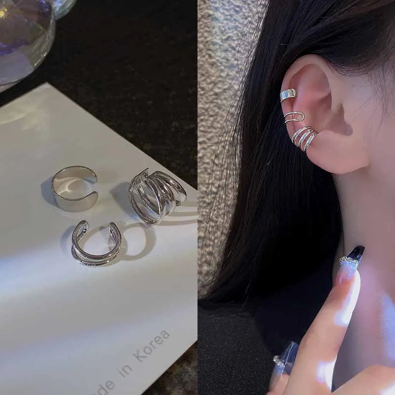 Simple, Unique, Creative, Unisex Silver Leaf Clip Earrings