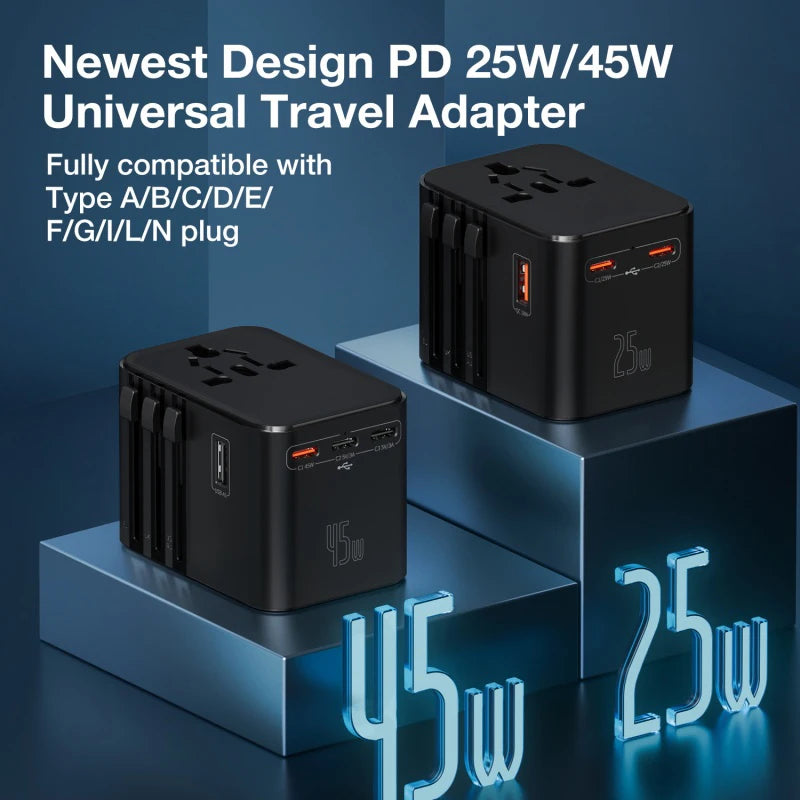 JINGMIN Bộ Chuyển Đổi Du Lịch Đa Năng 4 Cổng AC 2 USB-C - Daisan Mart
