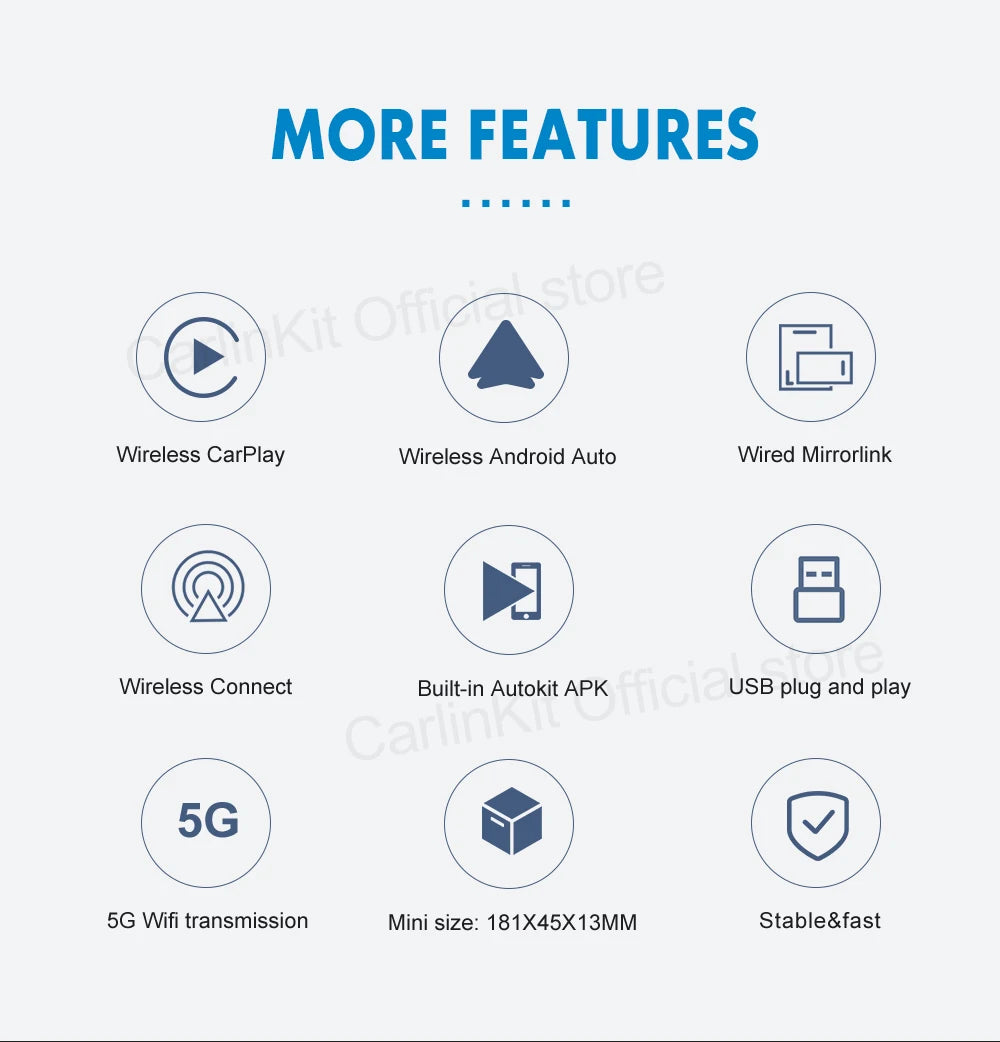 CarlinKit Wred & Wireless Android Auto & CarPlay Dongle Car USB Adapter For Aftermarket Android Car Radio Mirrorlink Split Sceen