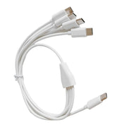 Cáp sạc trắng dạng chia 5 đầu USB-C, dây dài, đầu cắm kim loại.