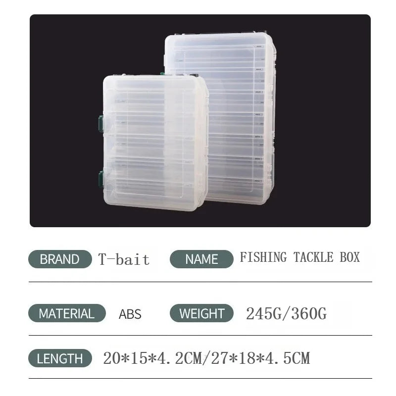Double Sided 14/10 Compartment Fishing Tackle Box For Sea Fishing Lure Bait Hook Accessories extra-large space Storage Box