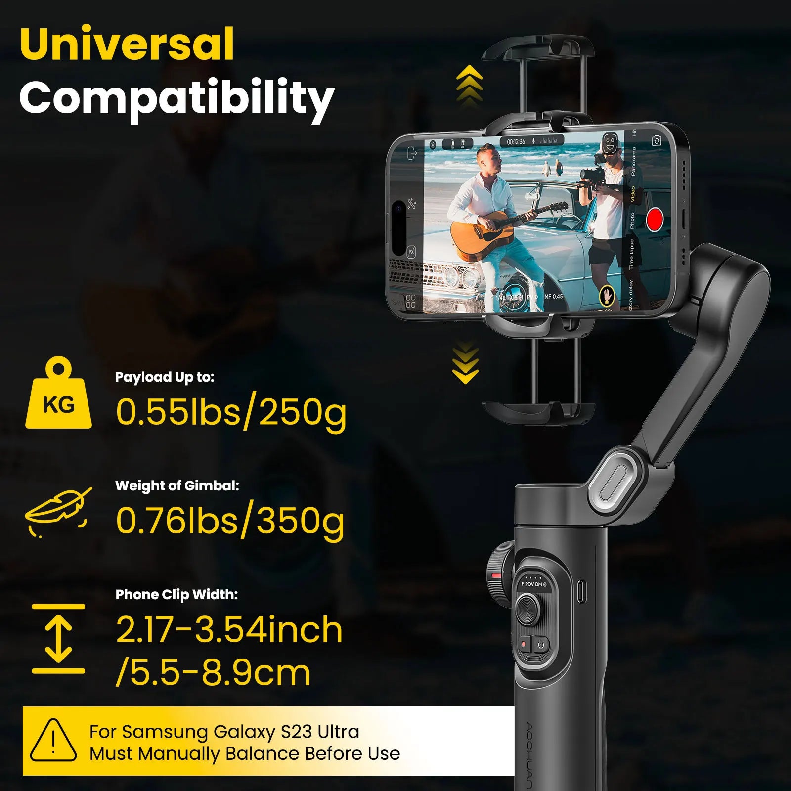 AOCHUAN Smart XE Combo Phone Gimbal Stabilizer with Extension Rod 3-Axis Phone Gimbal Stabilizer For iphone and Android phone - Daisan Mart
