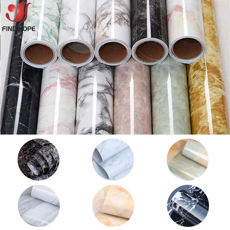 15x 39in Marble Self Adhesive Wallpaper Vinyl Film Wall Sticker Bathroom Kitchen Cupboard Room Decoration Sticky Paper Decal DIY