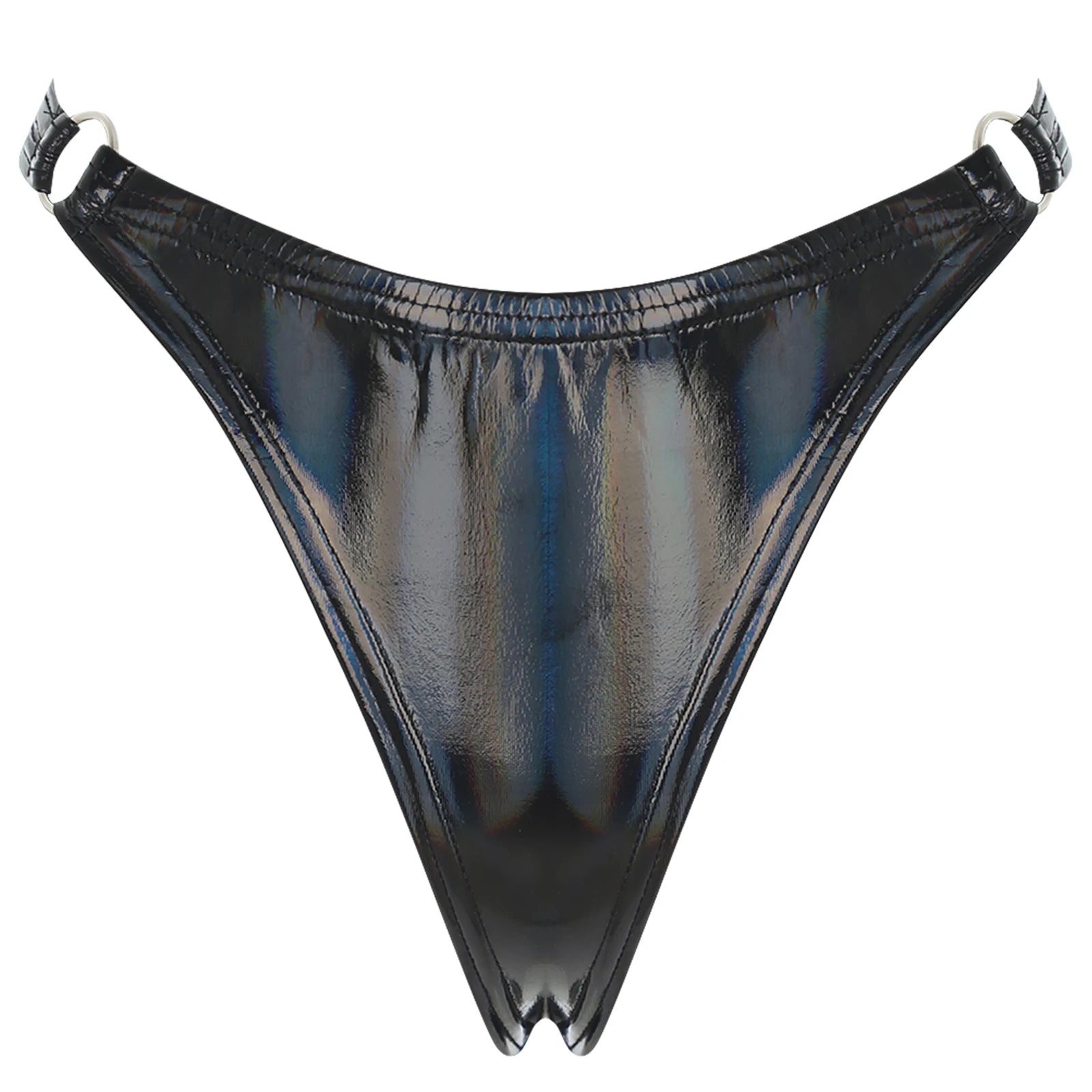 Women's Sexy Party O-Ring Shiny Leather Panties