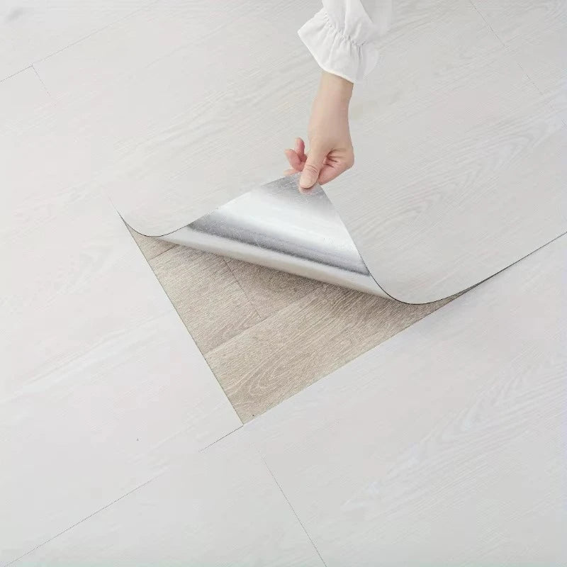 12-Pack Self-Adhesive Vinyl Floor Tiles, Waterproof Peel &amp; Stick Wood Look PVC Flooring for Bedroom Living Room Home Decor