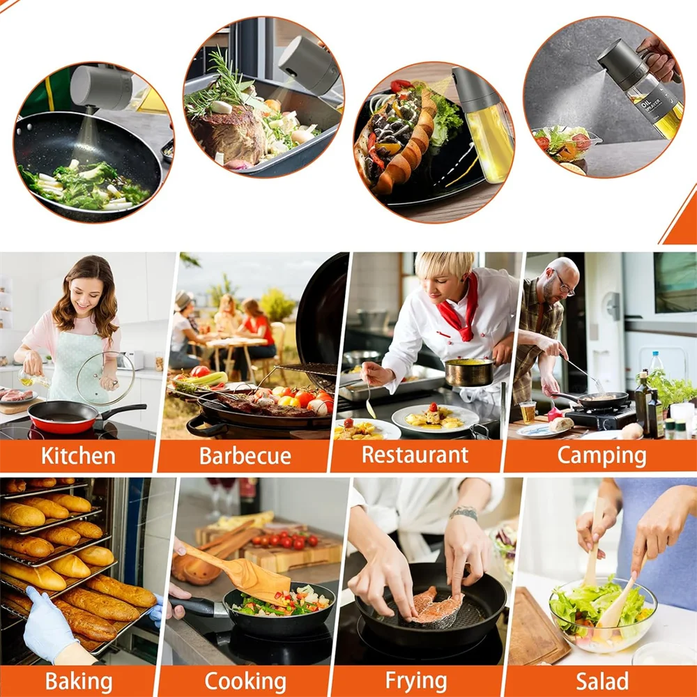 250ml Oil Spray Bottle &amp; Oil Brush For Air Fryer Grill