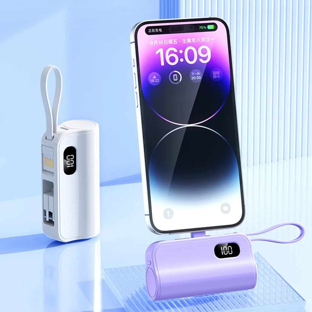 2in1 10000mAh Mini Power Bank with USB-C Holder