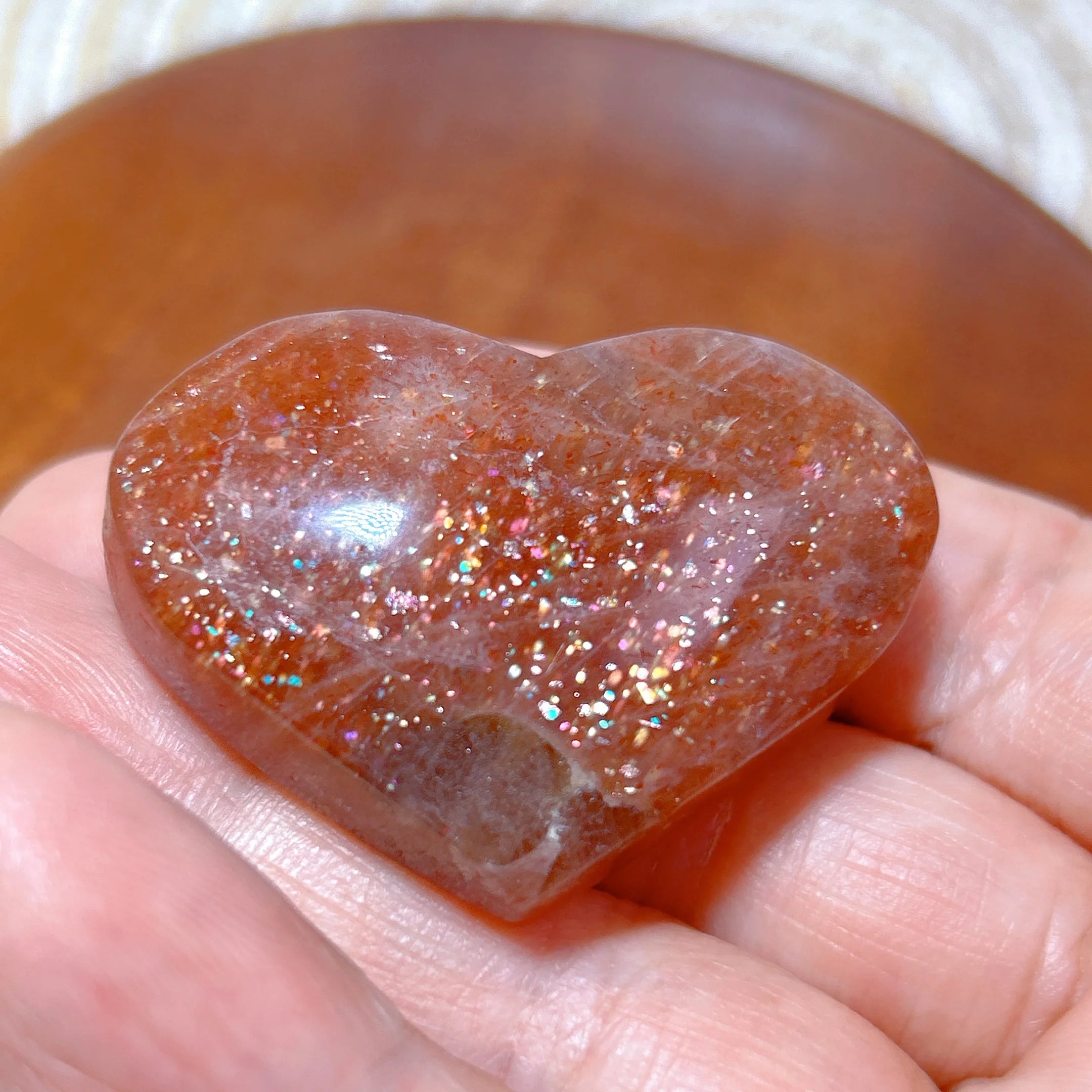Natural Sunstone Heart Shaped Healing Decoration