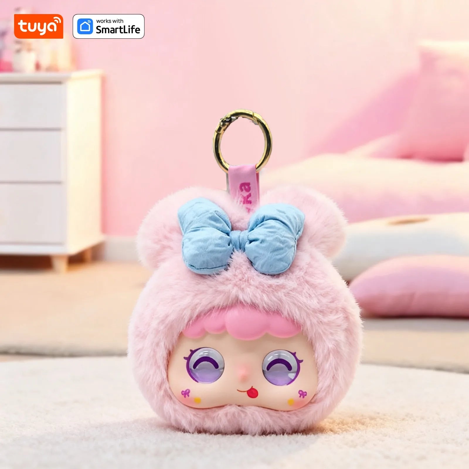 Rabbit: AI Plush Robot w/LED Eyes&Voice Control,Interactive Smart Toy USB Rechargeable Companion for Kids Gifts/Smart Home-Pink - Daisan Mart