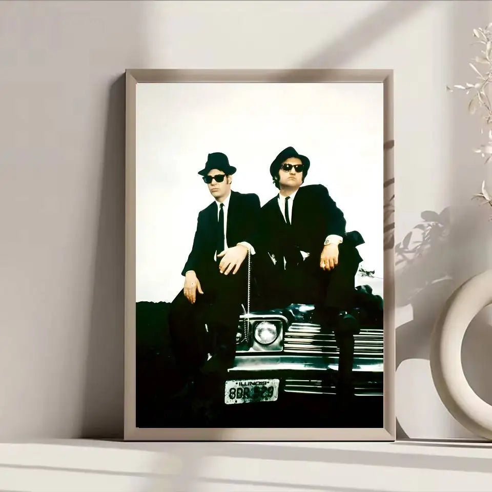 B-Blues Brothers Vintage Movie Poster Self-adhesive Art Waterproof Paper Sticker Coffee House Bar Room Wall Decor