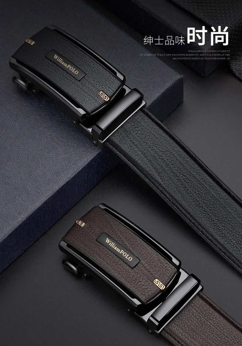 New 2024 high quality men's leather belt with automatic buckle