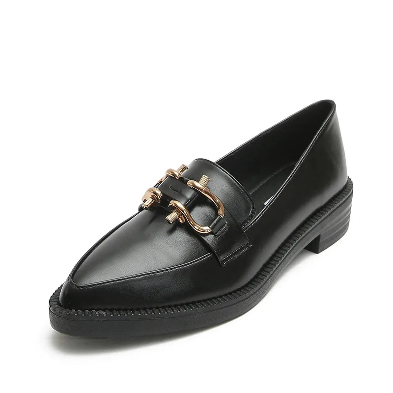 Women's Pointed Toe Chain Platform Slip-on Loafers