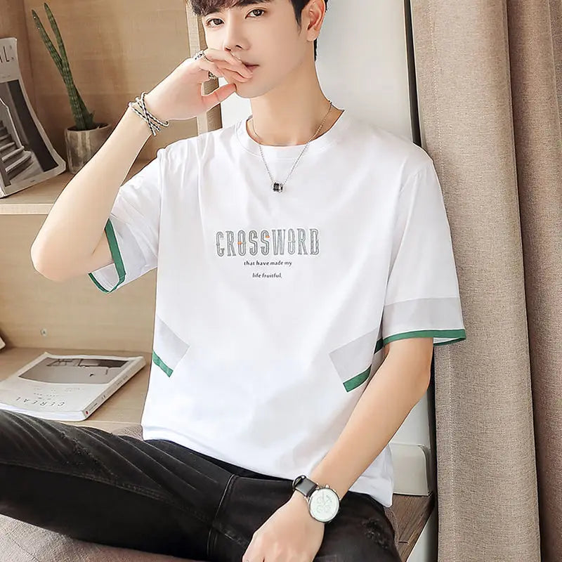 Men's Quick Dry Vintage Letter Korean Style T-Shirt