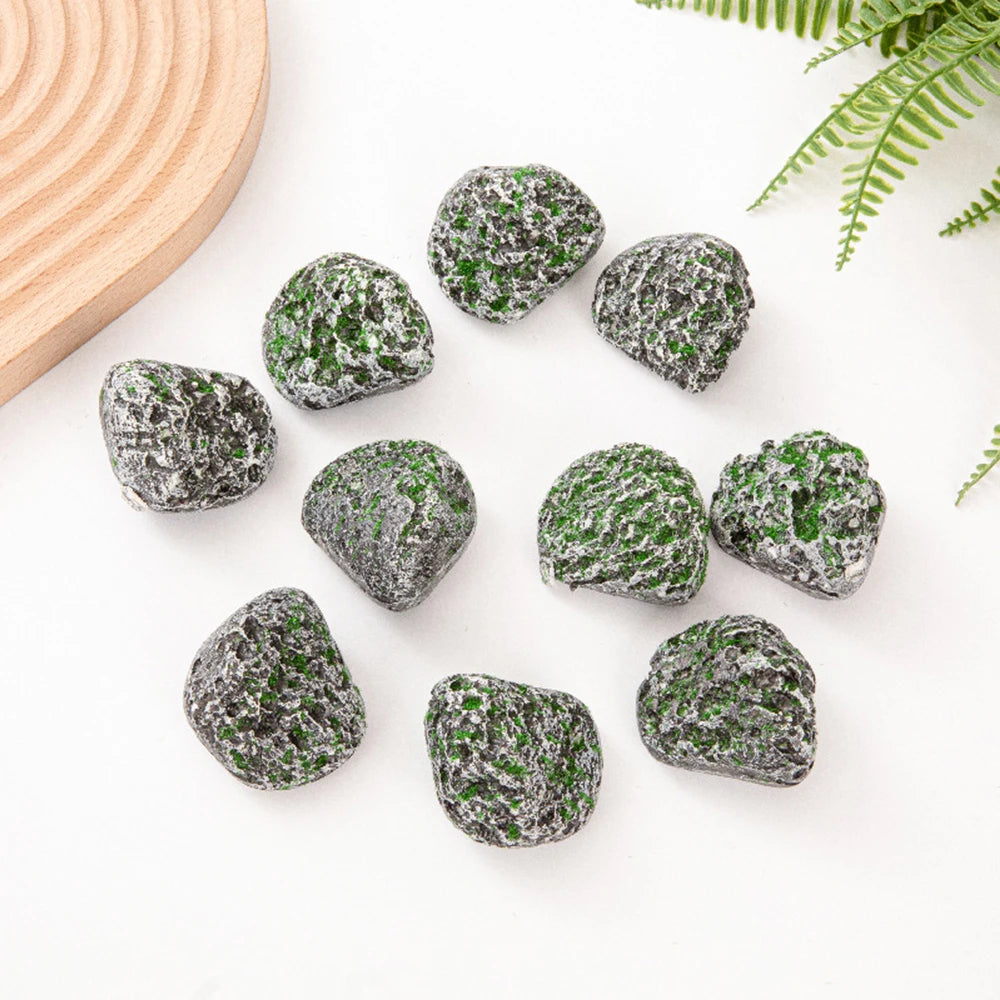 Set of 10 Moss Stone Blocks for Garden Decoration