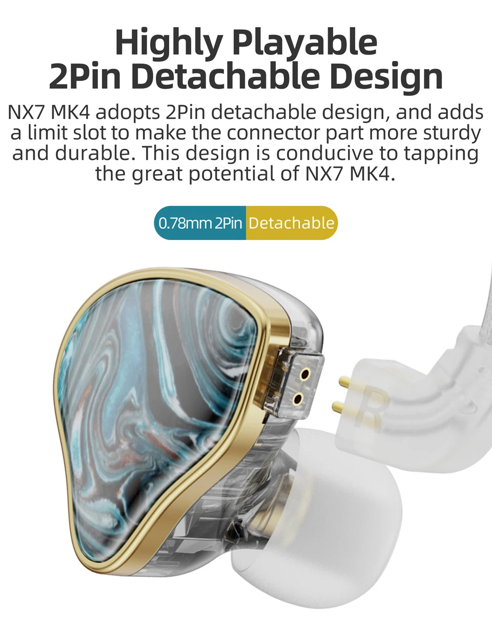 Rosewood Headphones NX7MK4 HIFI 7 Drivers Replace Sound Filter