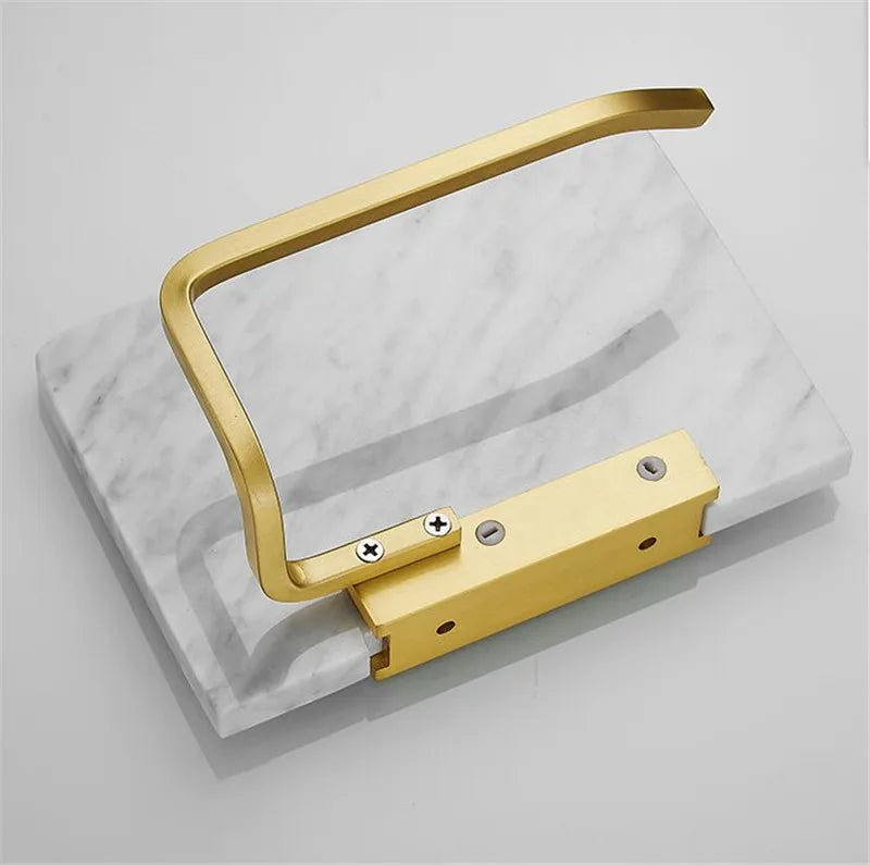 Bathroom Paper Holder Gold and White Marble Bathroom Paper Roll Holder Tissue Holder Box  Rack Toilet Paper Holder Tissue Boxes - Daisan Mart