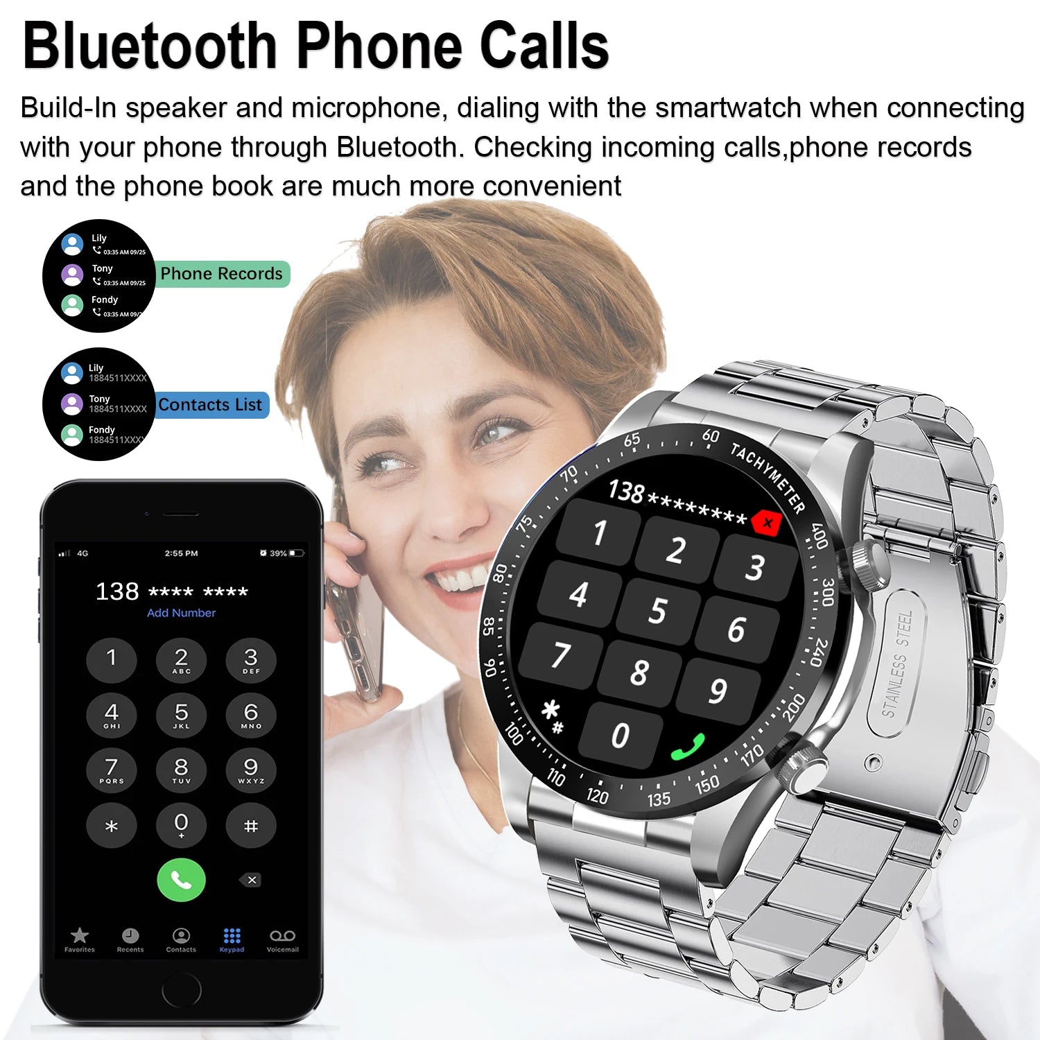 Đồng hồ thông minh nam chống nước IP68 kết nối Bluetooth