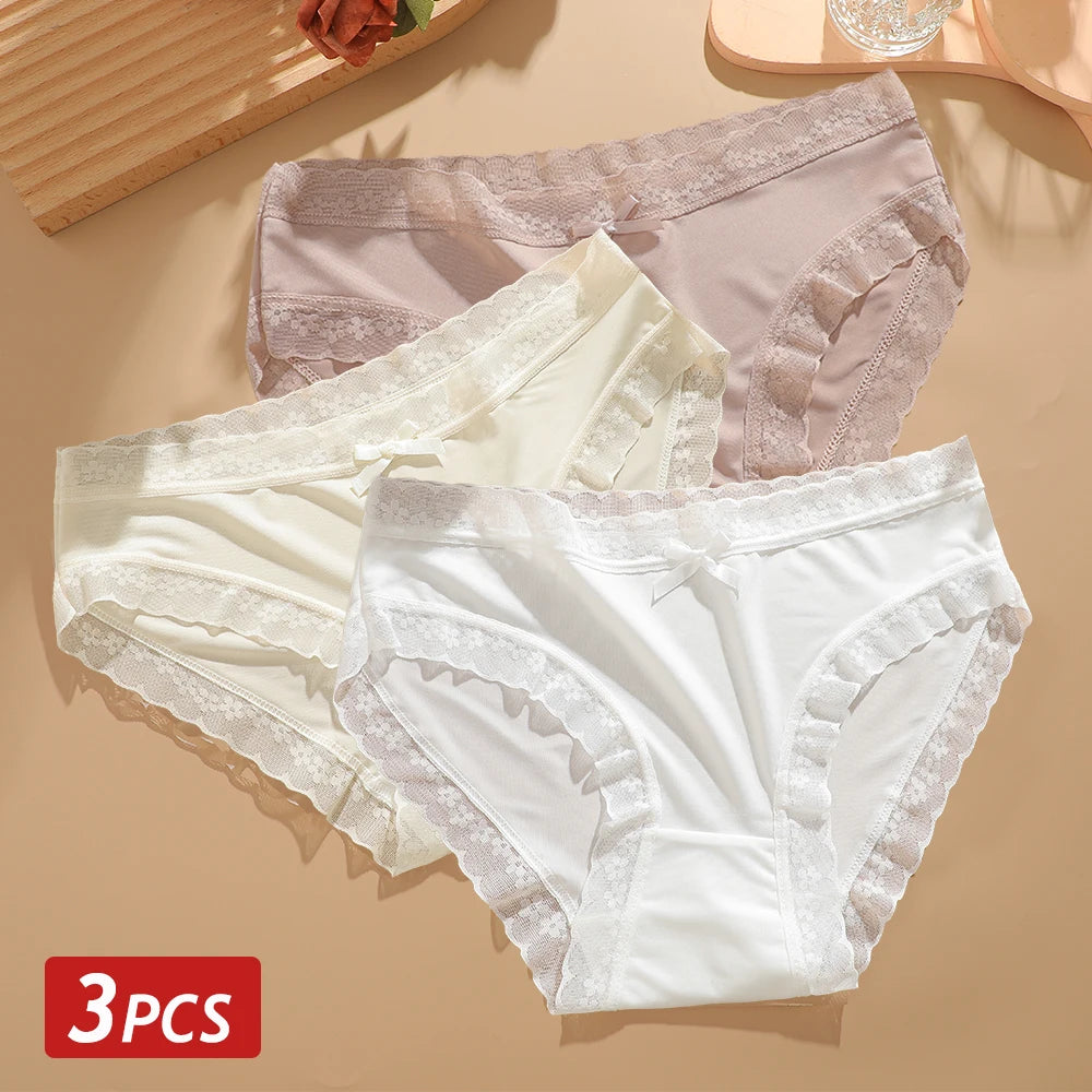3 Pieces Women's Underwear, Thin, Cool, Sexy, Summer, Cold Silk
