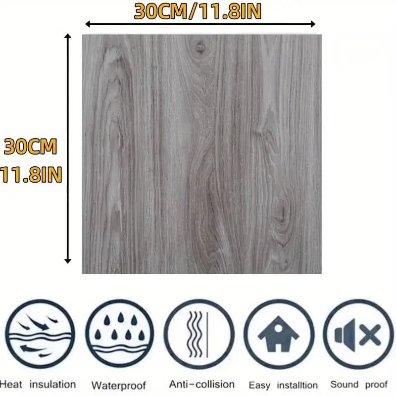 4/10/20/30pcs Wood Grain Self-adhesive Vinyl Floor Tiles Peel and Stick Floor Sticker Suitable for Living Room Bedroom Office