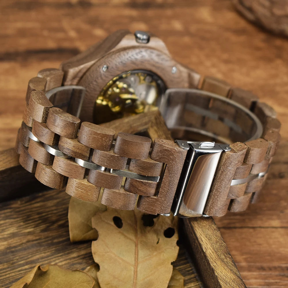 Đồng Hồ Gỗ Cổ Điển Tự Động Nam 50 Ký Tự