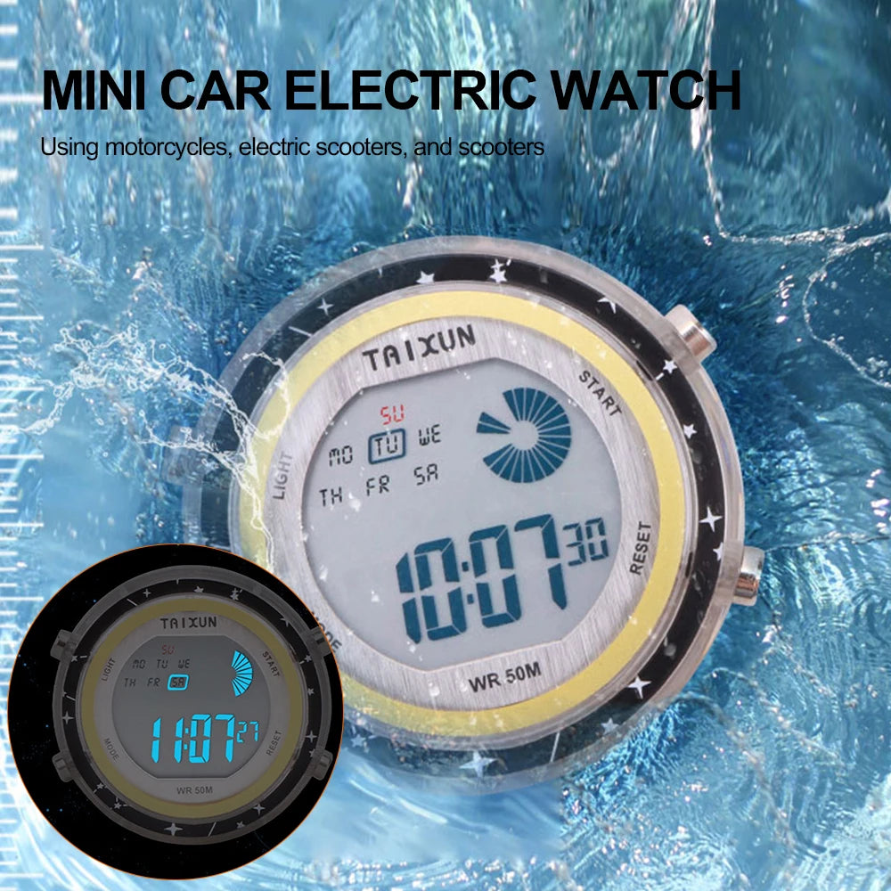 Đồng Hồ Dán Xe Máy Chống Nước - Mini Watch Dashboard