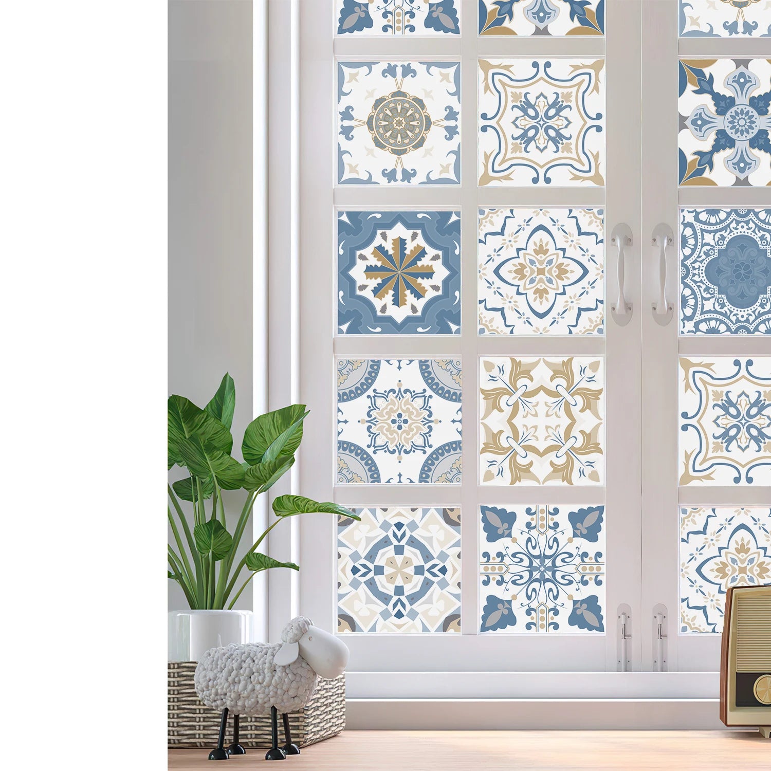 24PCS Set of Light Colored Ceramic Tile Stickers,PVC Peel and Stick Kitchen and Bathroom Wall Stickers Waterproof Self-Adhesive