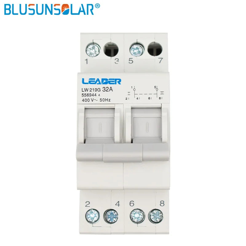 2P/3P Din Rail AC 4000V 32A 63A Dual Power Manual Transfer Switch Interlock Circuit Breaker Rail Type MTS