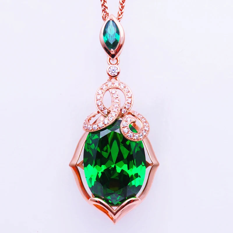 Luxurious 14K Rose Gold Emerald Jewelry Set