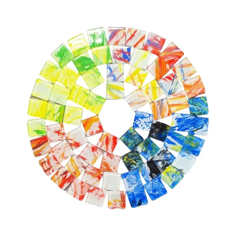 114gram/4oz Square Glass Mosaic Tiles 2.4cm/0.95in Length 4 Kinds Optional 0.4cm/0.16in Thickness Tile