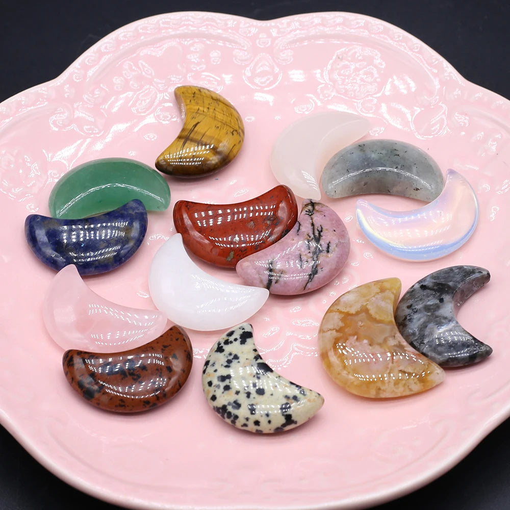 Feng Shui Rose Quartz Natural Stone Moon Statue