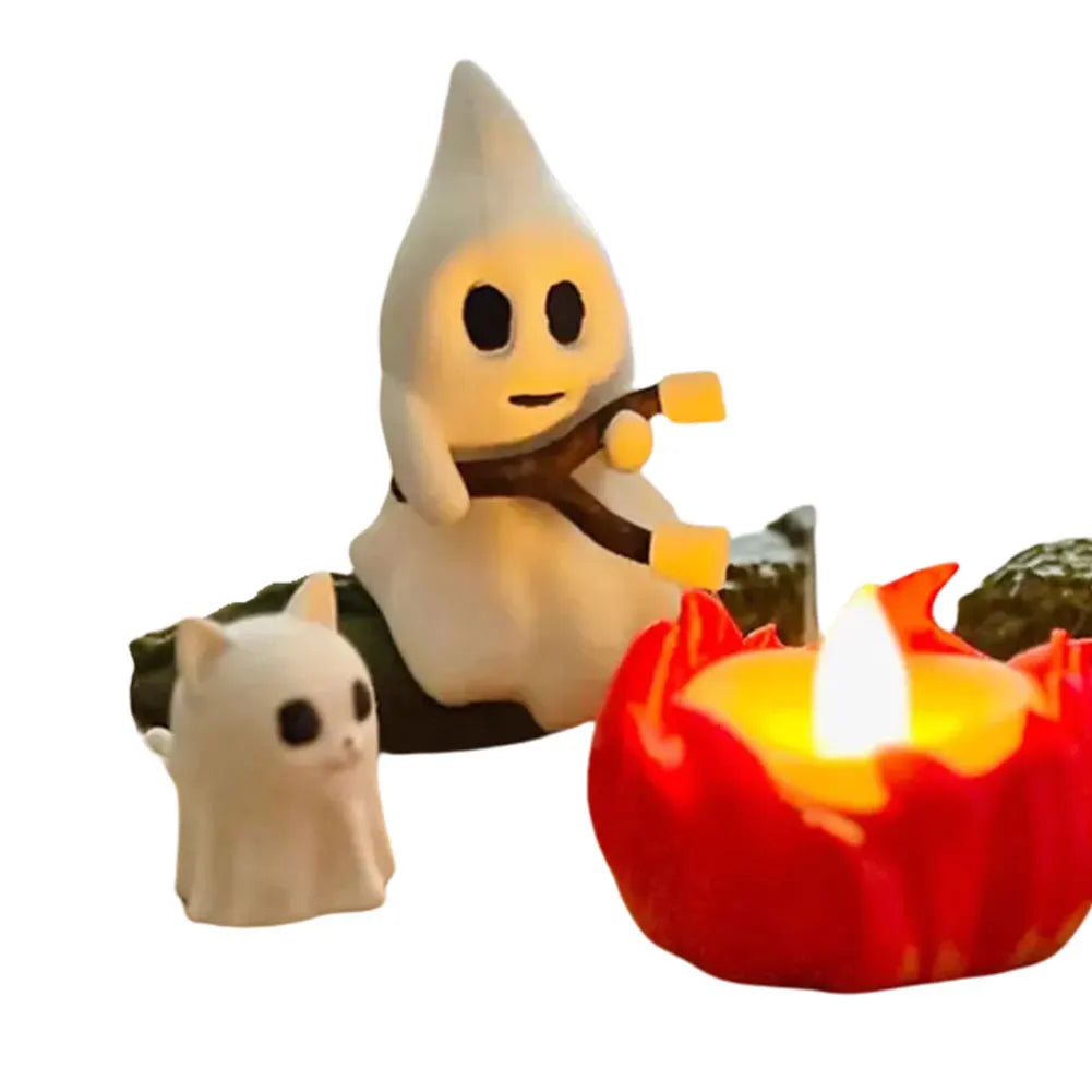 3D LED Ghost Campfire Lamp Cute Halloween Decoration