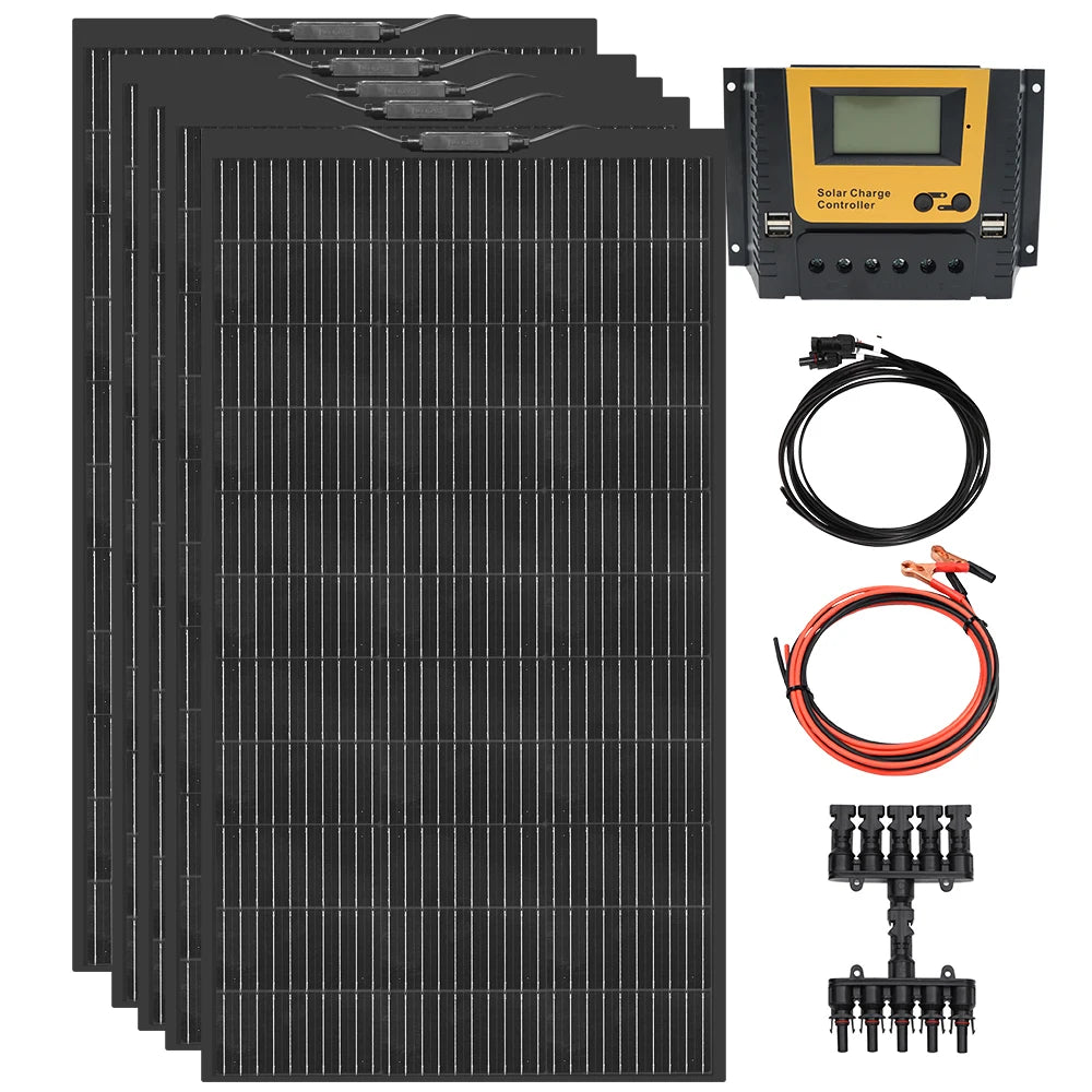 600W Solar Panel Kit Flexible Monocrystalline Cell 18 Volts 120 Watts Solar Panels 12V 24V Battery Charger For Home RV Caravan