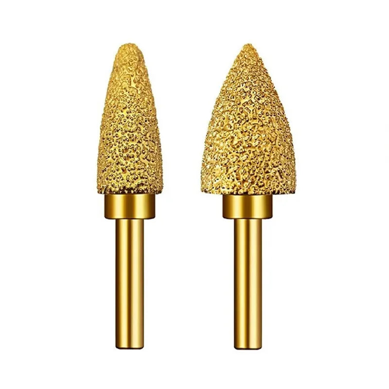 1pc 6mm Round Shank Vacuum Brazed diamond Burr grinding head Rotary File For Stone Gray Cast Iron Ductile Iron Steel Engraving