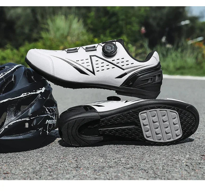 Men's and Women's MTB Racing Cycling Shoes Auto-Lock 2024 White