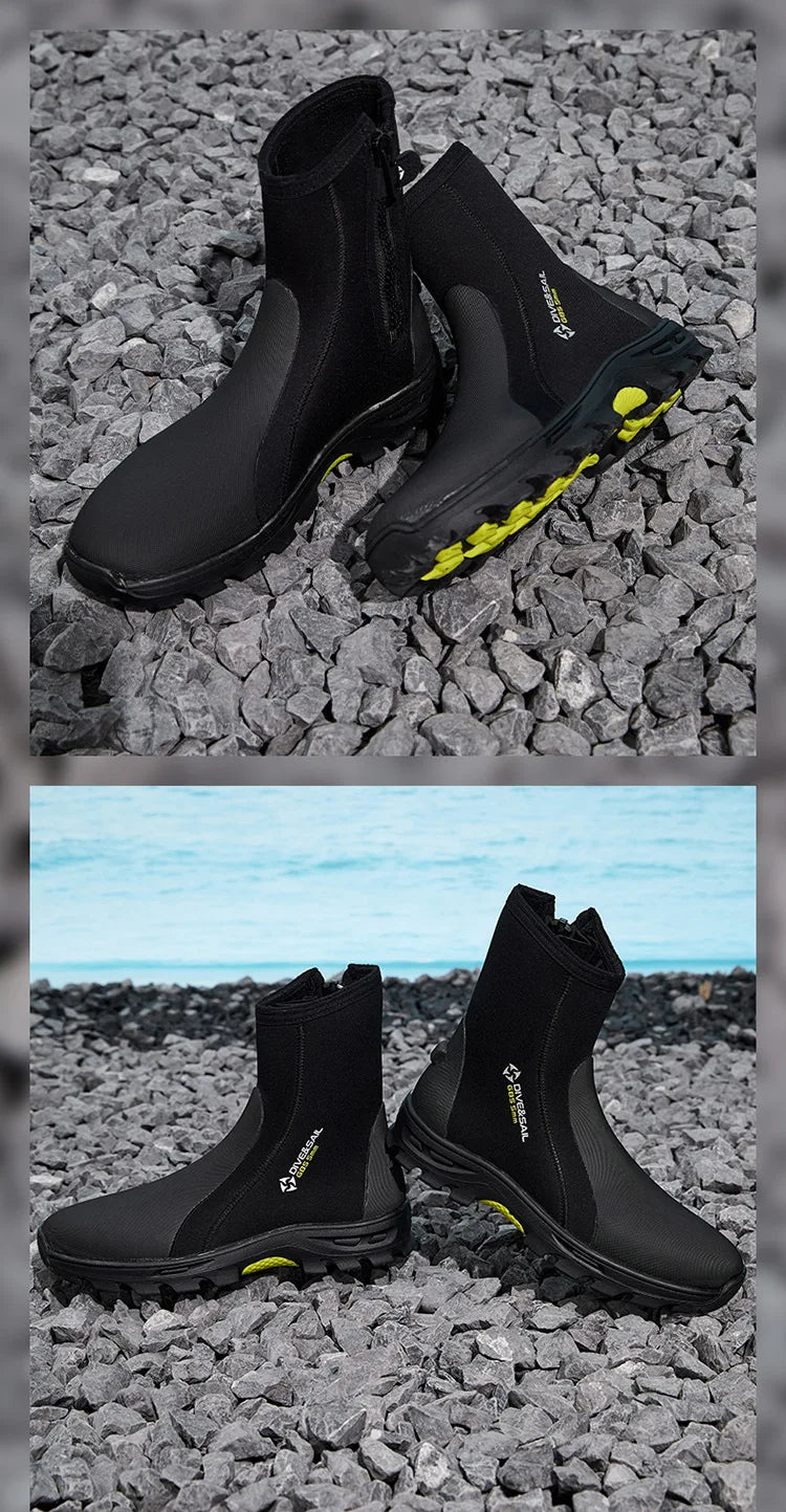 Adult 5MM High Top Hard Sole Diving Boots for Snorkeling Beach Outdoor
